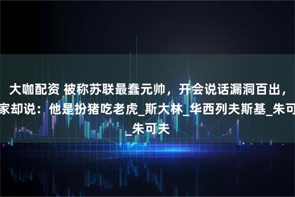 大咖配资 被称苏联最蠢元帅，开会说话漏洞百出，专家却说：他是扮猪吃老虎_斯大林_华西列夫斯基_朱可夫